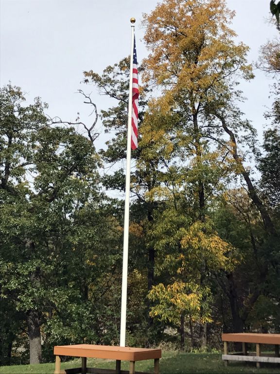 New backyard flagpole (many thanks to Tom Weeks '77 of Fred's Flags)