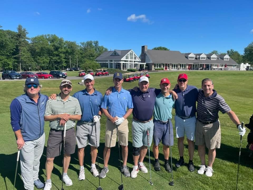 More Sigma Nu on the Cornell golf course. John Ettinger (friend of Sigma Nu), Orion Corcilius '97, Dave Thomas '88, John Hastings '87, Bob Maxon '87, Chris Becker '88, John Kawola '88 and Jim Spaller '86.